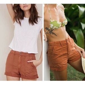 Bella Dahl Women’s Rust Utility Shorts Size 26 -‎ NWT Rolled Hem Cargo